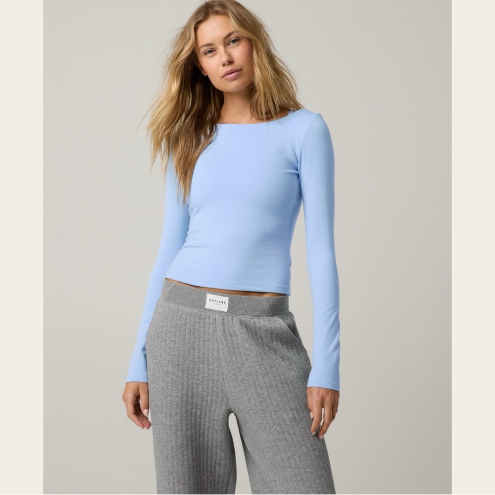 OFFLINE By Aerie The Hugger Long Sleeve Open Back T-Shirt- cross listed on Merc!